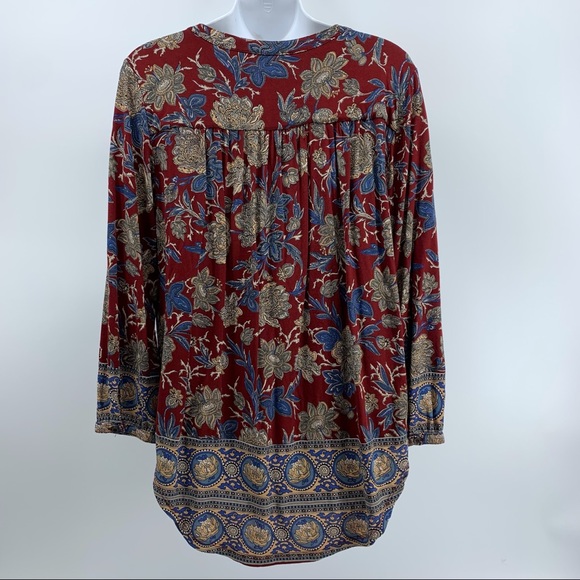 Lucky Brand women’s floral knit shirt, red/blue, medium - Picture 2 of 9